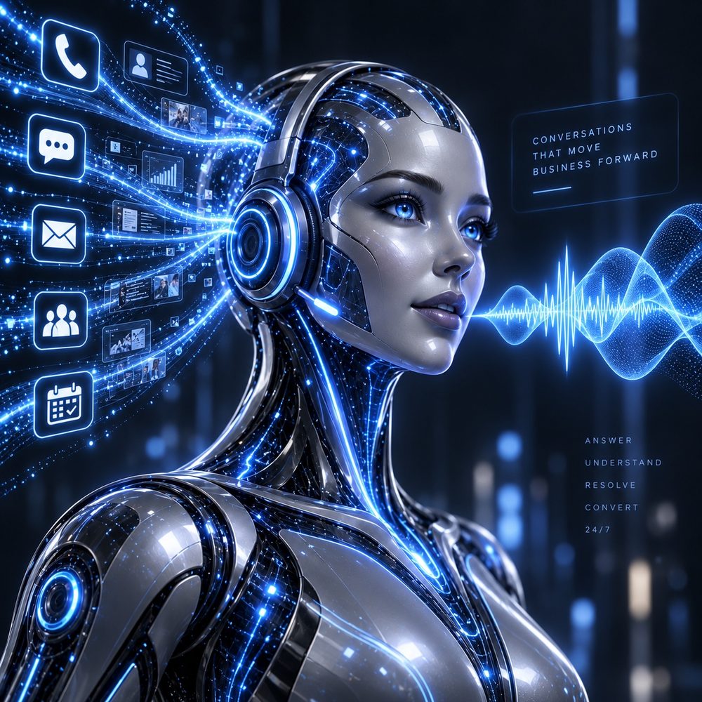 Advanced voice AI connecting calls, messages, appointments and customer conversations.
