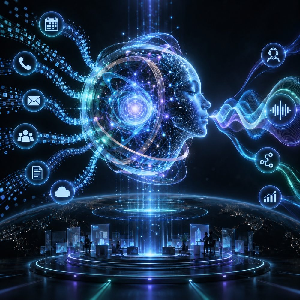 Intelligent voice platform coordinating calls, messages, scheduling, customer data and business workflows.